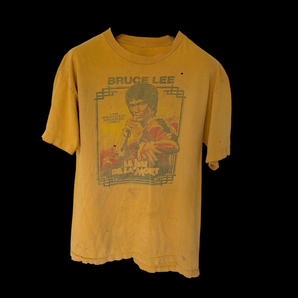 Bruce Lee Le Jeu de la Mort Game of Death Thrashed T-Shirt Yellow Distressed